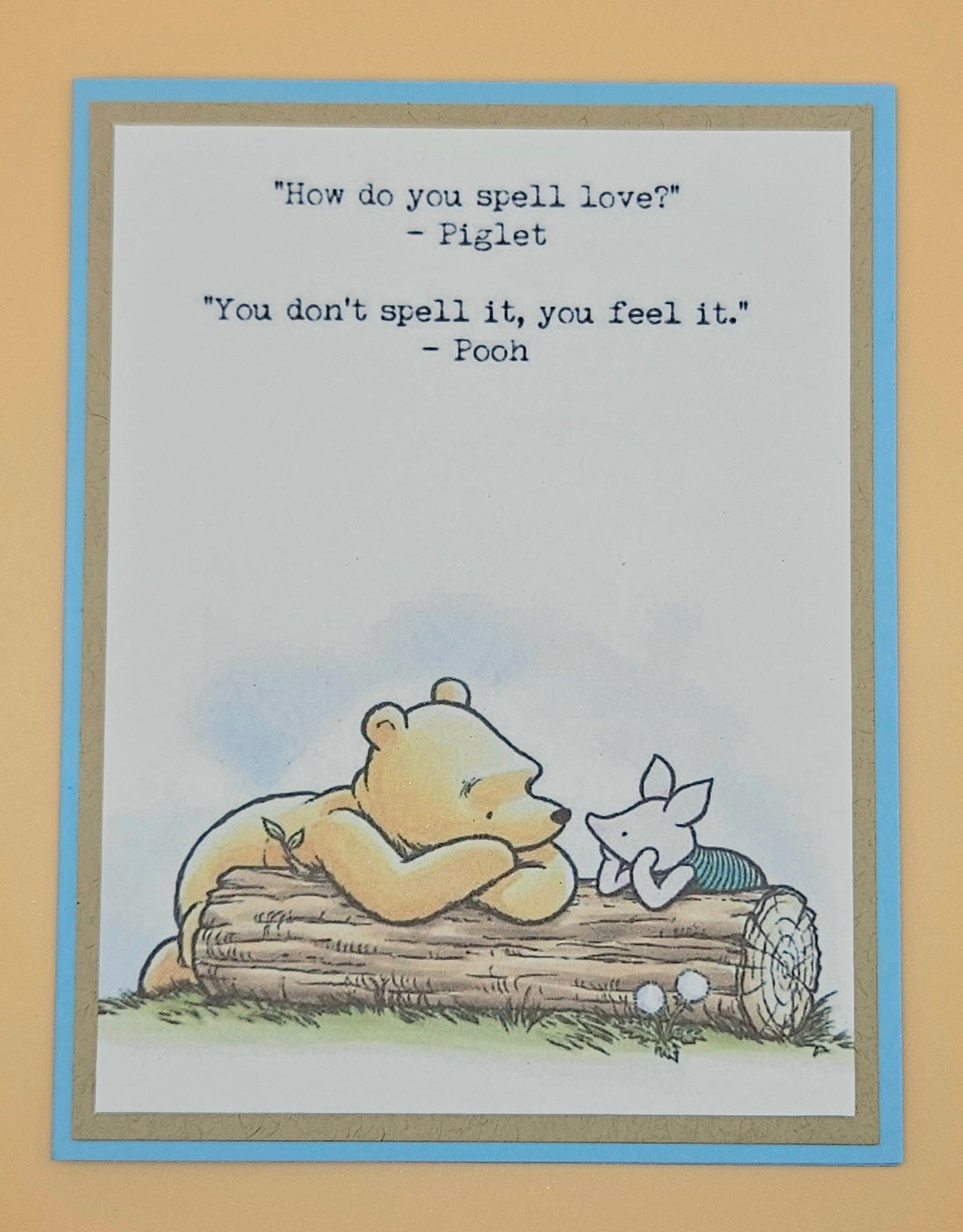 Winnie the Pooh Card For Friends, Handmade Layered Friendship Greeting Card, Piglet & Pooh Quote Card Keepsake For Bestie