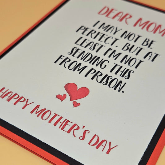 Mother's Day card with humorous message to mom