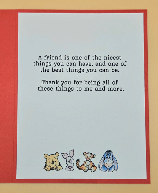 Winnie the Pooh Friendship Card, Handmade Classic Pooh FRIENDS Acrostic, Heartfelt Keepsake with Message