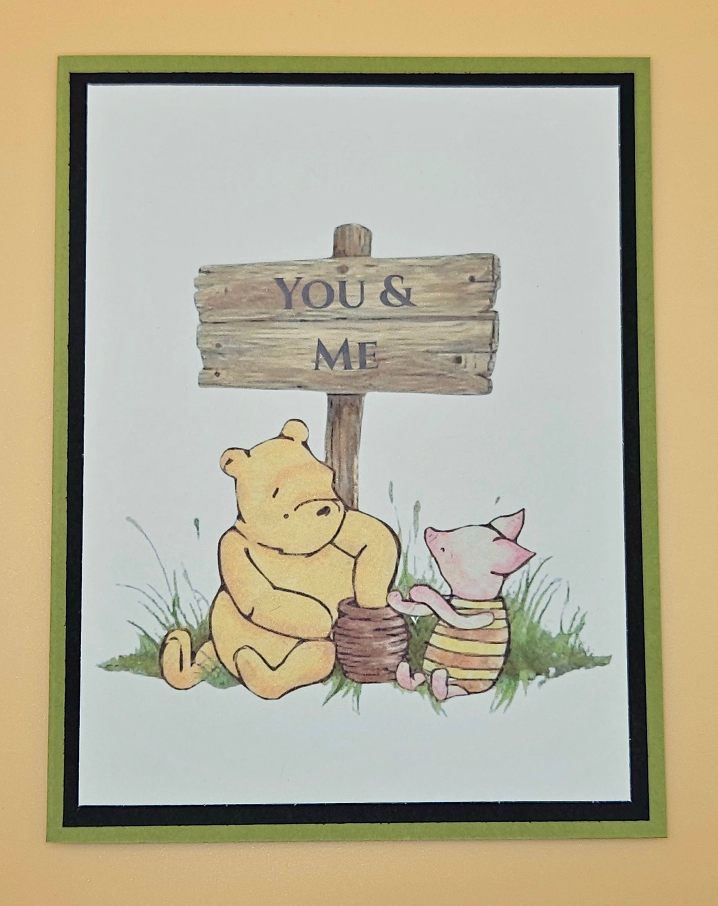 Winnie the Pooh Friendship Card, Handmade Pooh Piglet You and Me, Blank Inside