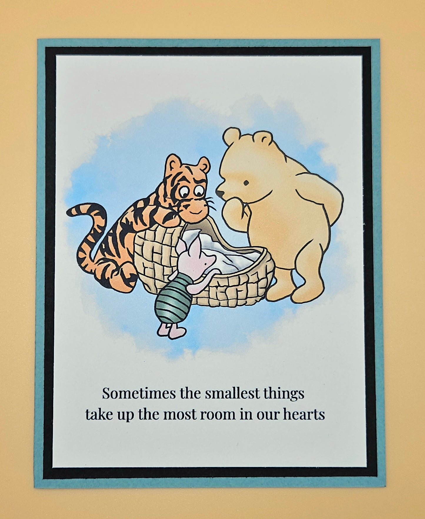 Winnie the Pooh New Baby Card, Handmade Pooh Tigger Piglet, Smallest Things Keepsake, Blank Inside