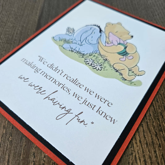 Winnie the Pooh Friendship Card, Handmade Pooh and Eeyore, Making Memories, Blank Inside