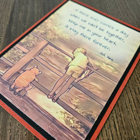 Illustration of a person and a dog on a wooden bridge with a quote.