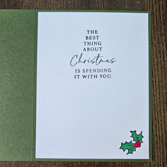 Handmade Christmas Card, Winnie the Pooh Holiday Greeting Card, Hand-Colored Bear Sled Presents Keepsake Tiddly Pom Cards