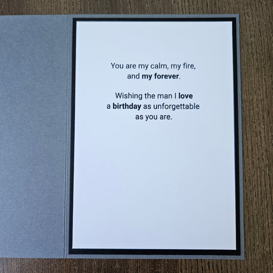 Birthday Card for Husband, Handmade Geometric Blue Gray, Favorite Adventure Heartfelt Greeting