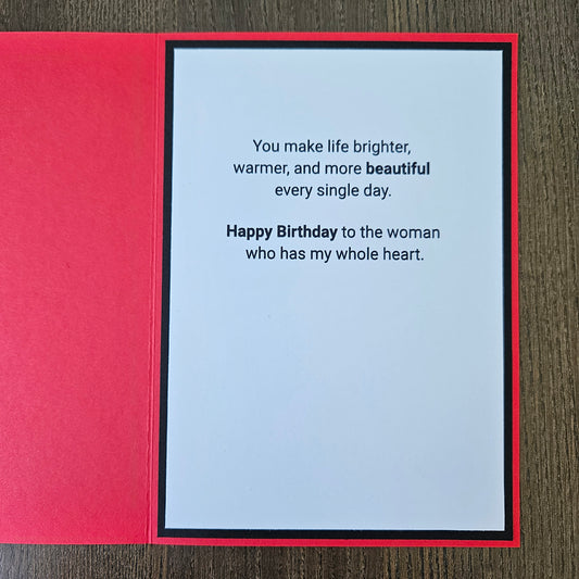 Handmade Birthday card for a wife with hearts and text from Tiddly Pom Cards.