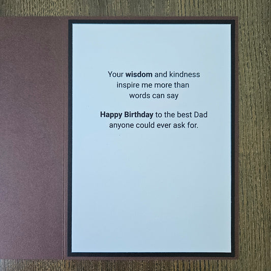 Handmade Birthday card for a father with decorative text on a textured background from Tiddly Pom Cards.