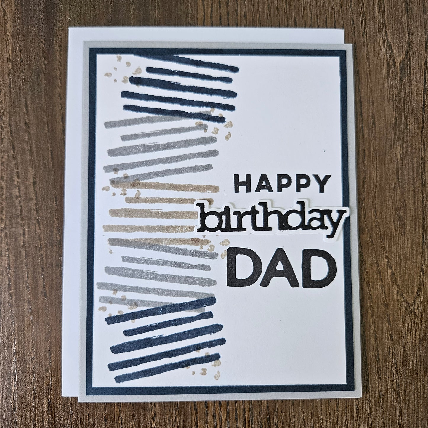 Birthday Card for Dad, Handmade Masculine Abstract Stripes Greeting, Blank Inside