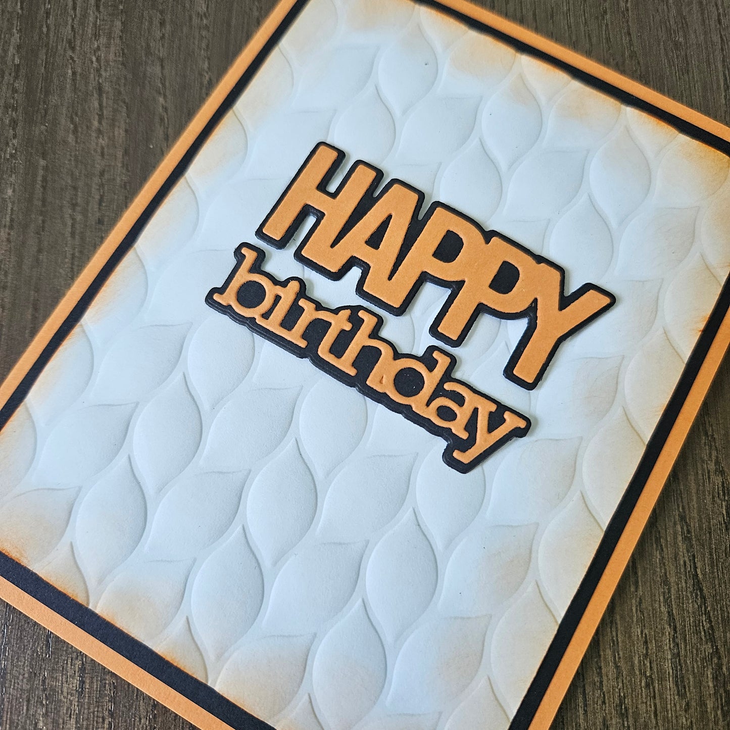 Handmade Birthday Card, Embossed Die Cut Happy Birthday Custom Hand Colored Greeting, Blank Inside