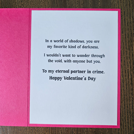 Gothic Valentines Day Card, Handmade Stitched Dark Heart Romantic, Message Inside