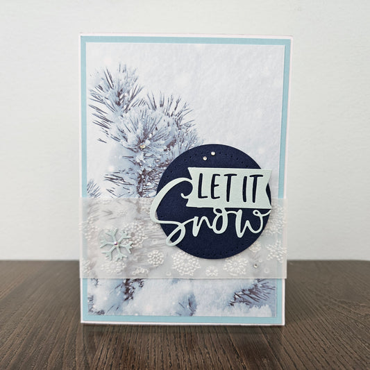 Christmas Cards Set of 5, Handmade Classic Xmas Holiday Greeting Bundle