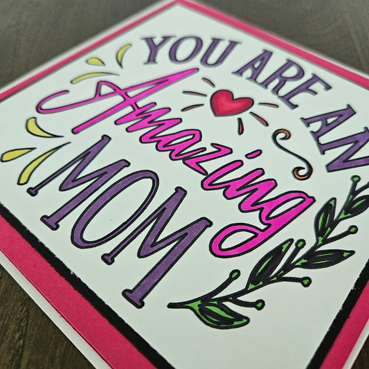 Handmade Card for Mom, Hand-Colored Heartfelt Mother's Day and Birthday Keepsake, Blank Inside