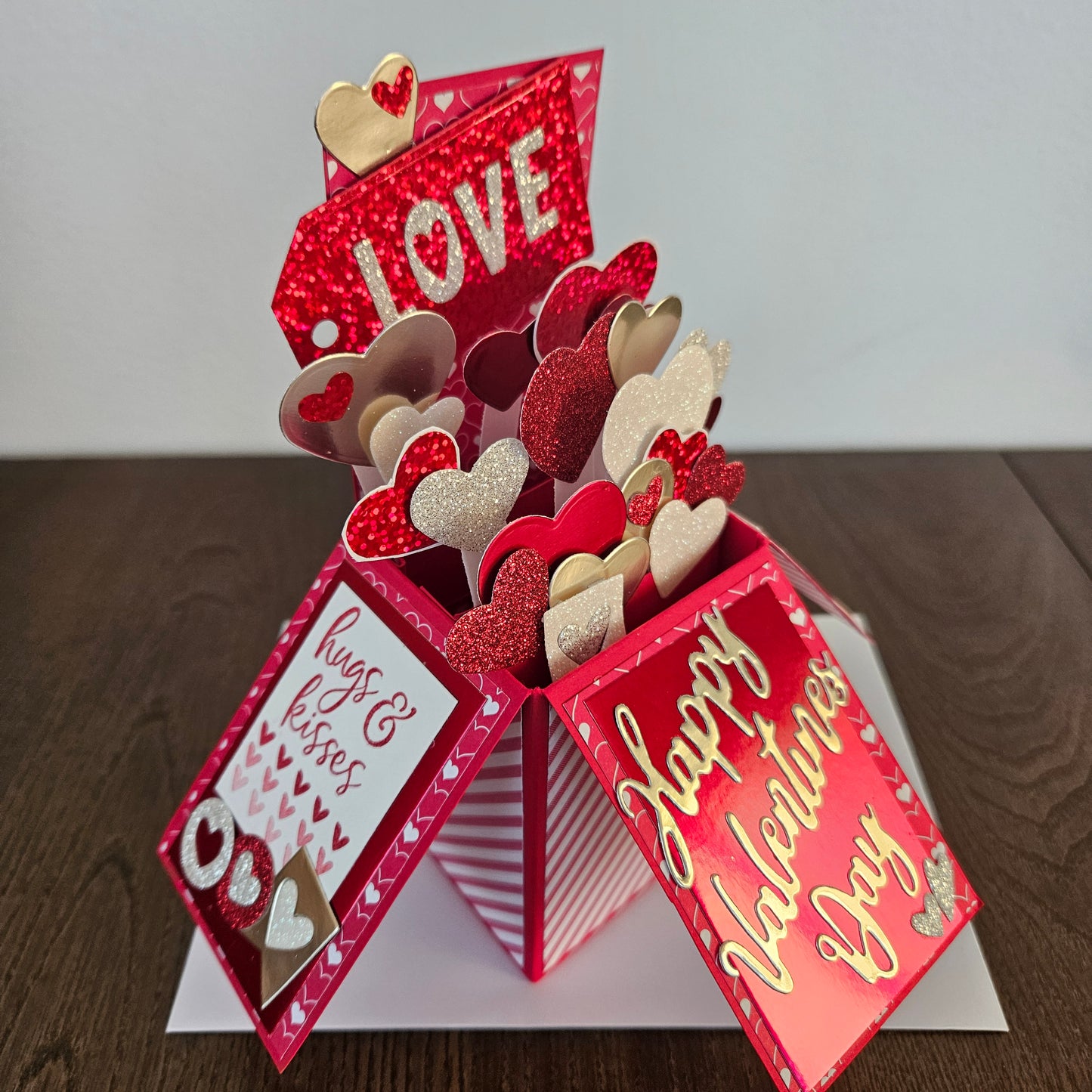 Handmade Valentine's Day Card - Hearts and Romance, 3D Box Card Design