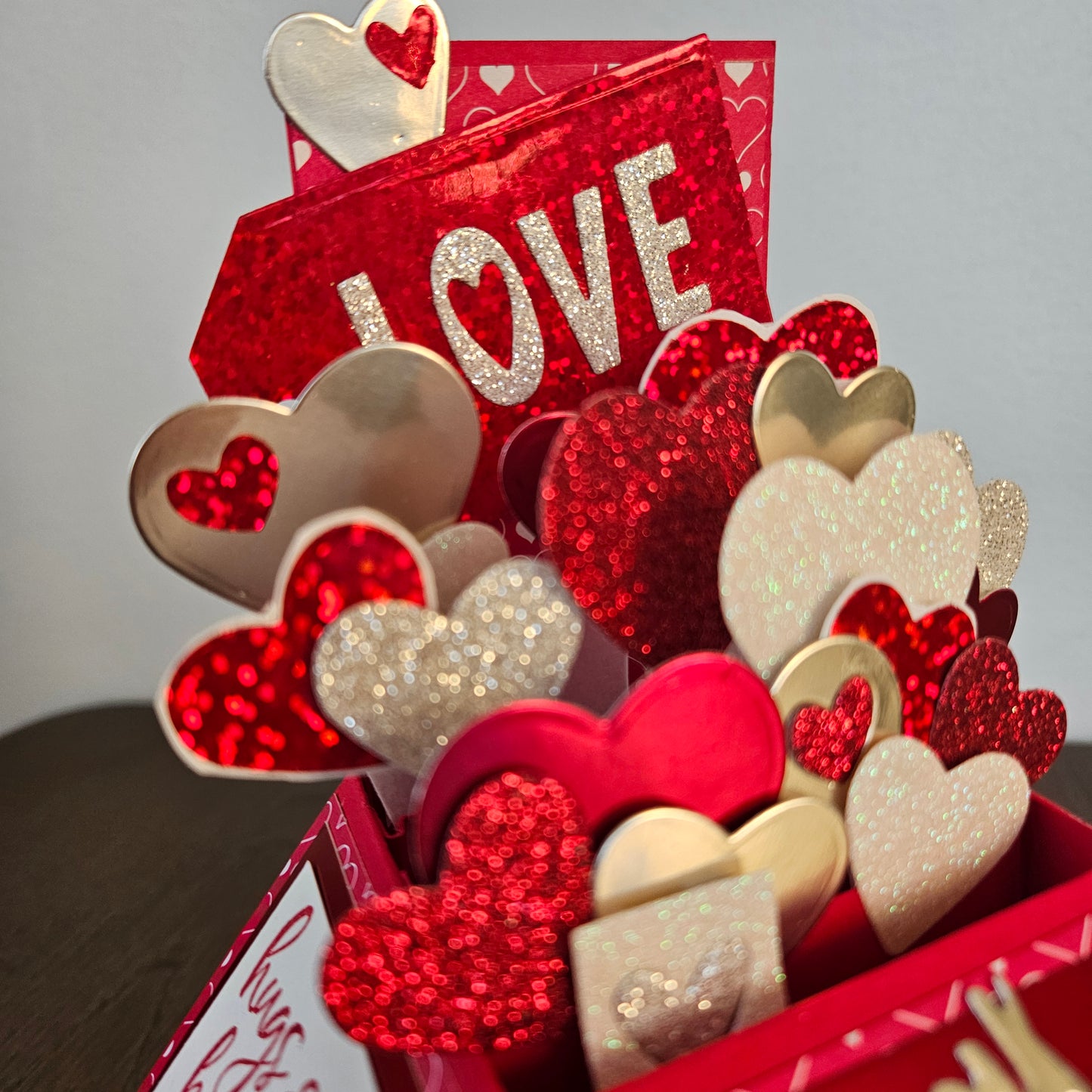 Handmade Valentine's Day Card - Hearts and Romance, 3D Box Card Design