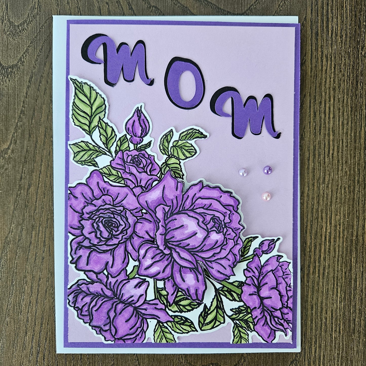 Handmade Mother’s Day Card - Blooming Love, Floral Decoupage Design MOM Card Tiddly Pom Cards