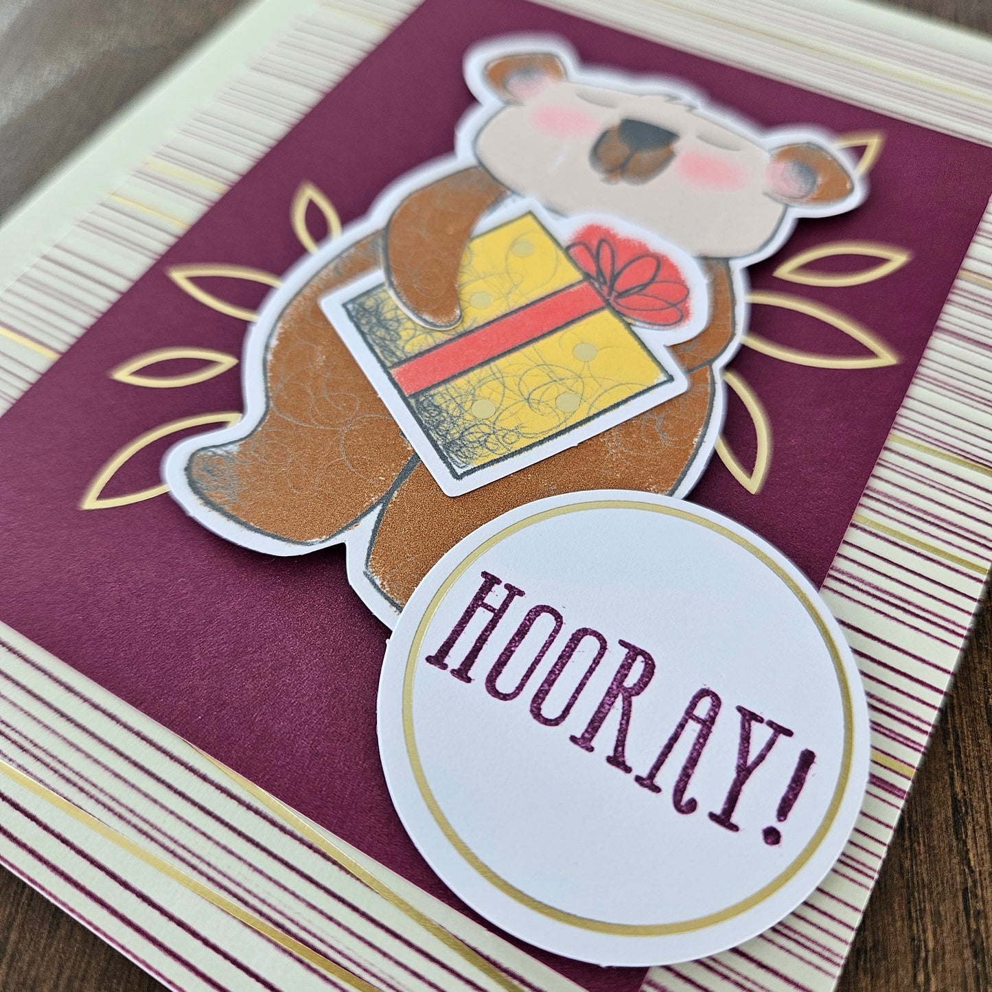 Handmade Thinking of You Card Bundle – Die-Cut Bear Design set of 3 + FREE Bonus Card, Pet Lovers Greeting Card Gift