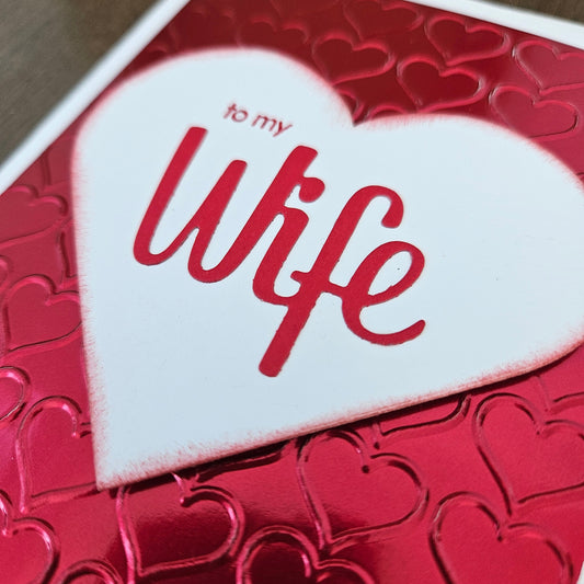 Handmade Valentine's Day - To My Wife Tiddly Pom Cards