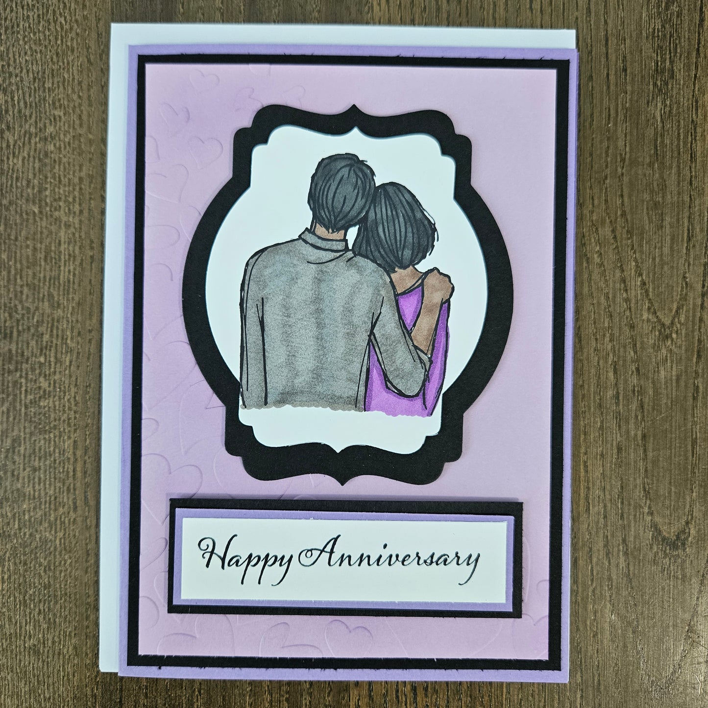 Handmade Anniversary Card, Hand-Colored Greeting Card, Personalized Card For Couples, Custom Die-Cut, Embossed Card, Gift For Couples