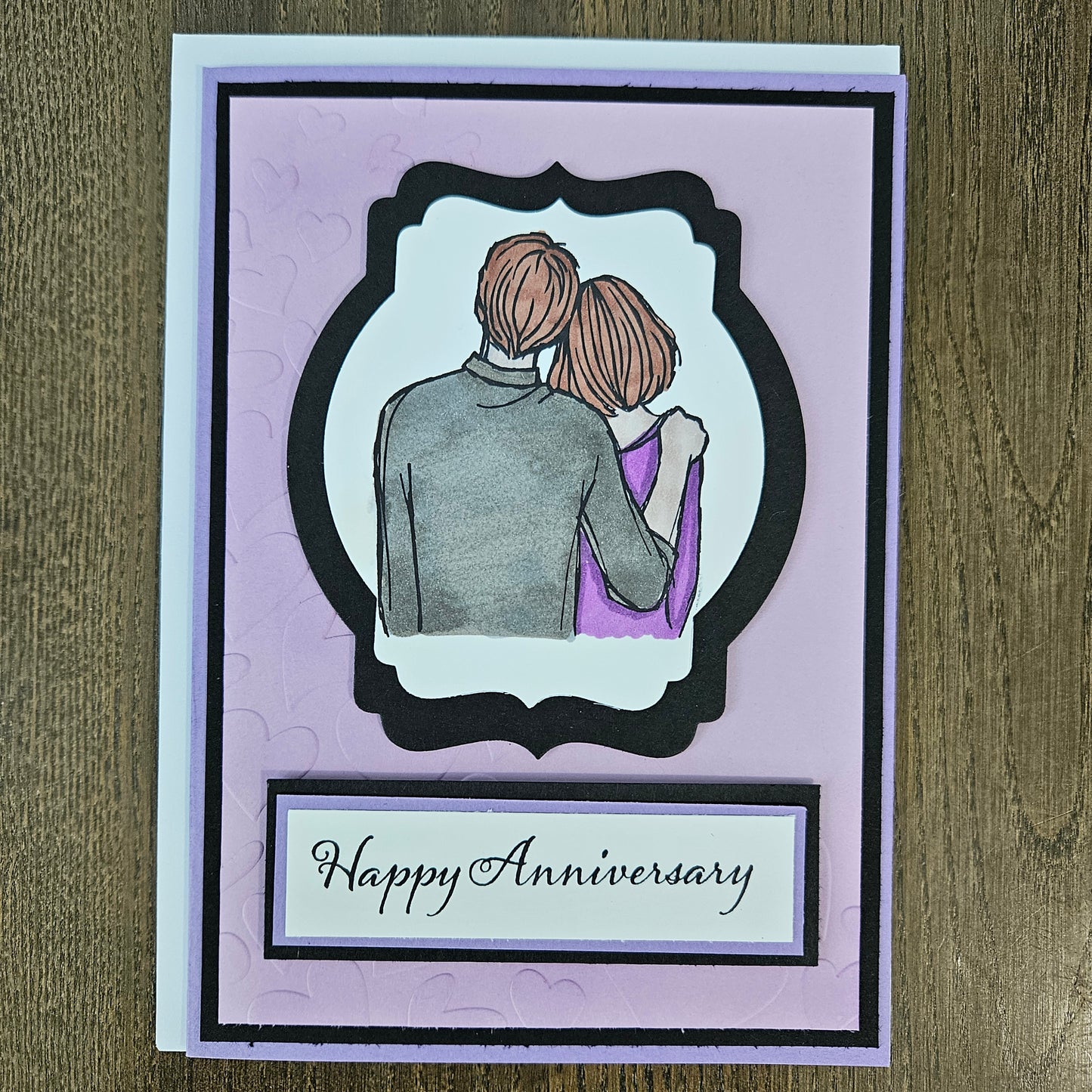 Handmade Anniversary Card, Hand-Colored Greeting Card, Personalized Card For Couples, Custom Die-Cut, Embossed Card, Gift For Couples