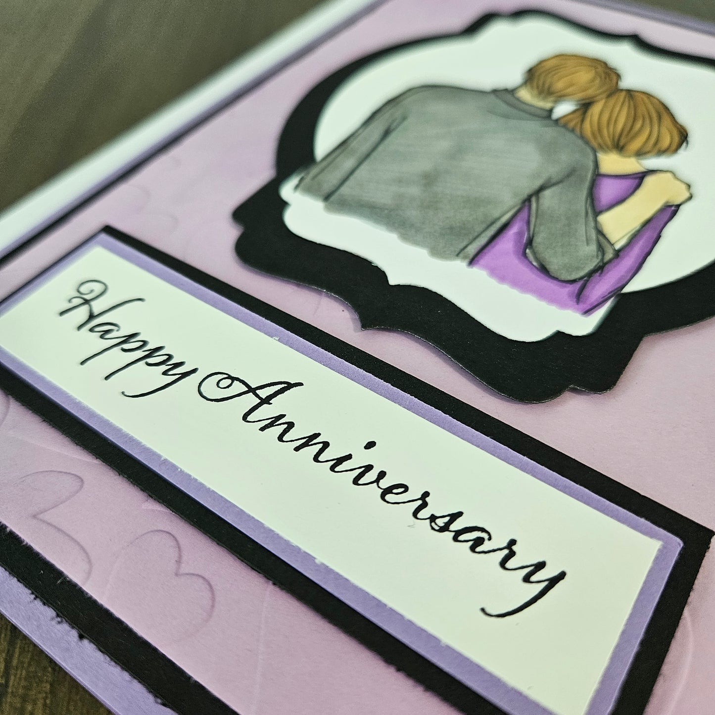 Handmade Anniversary Card, Hand-Colored Greeting Card, Personalized Card For Couples, Custom Die-Cut, Embossed Card, Gift For Couples