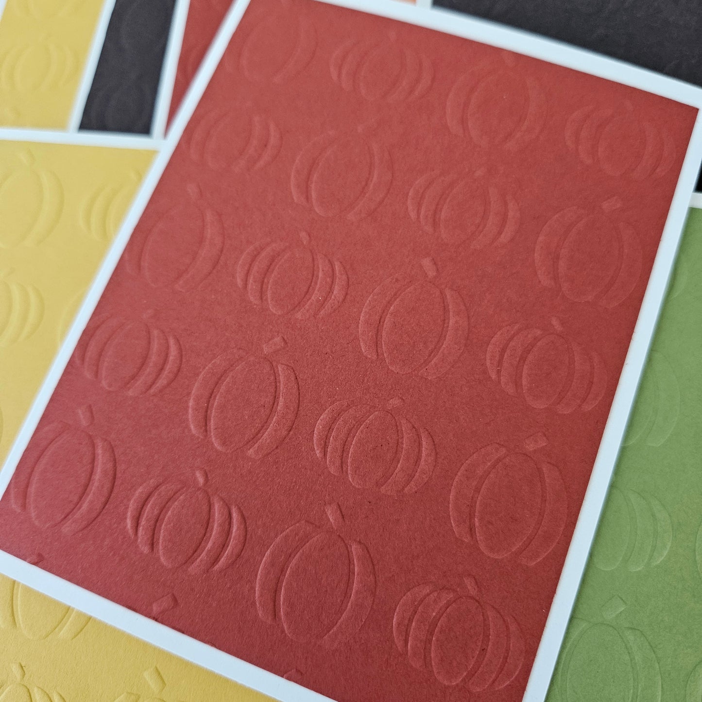 Autumn Note Cards, Handmade Embossed Pumpkin Fall Stationery Set of 10, Thanksgiving Invitations