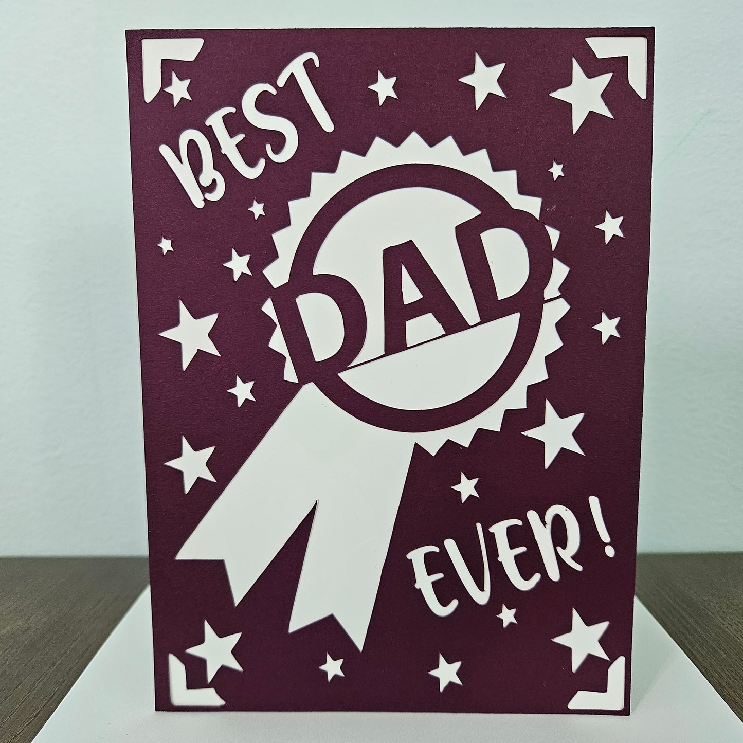 Handmade Father’s Day Card – Best Dad Ever - 5x7 Layered Die-Cut Design - Multi Colored Birthday Greeting Card – Personalized Gift For Him
