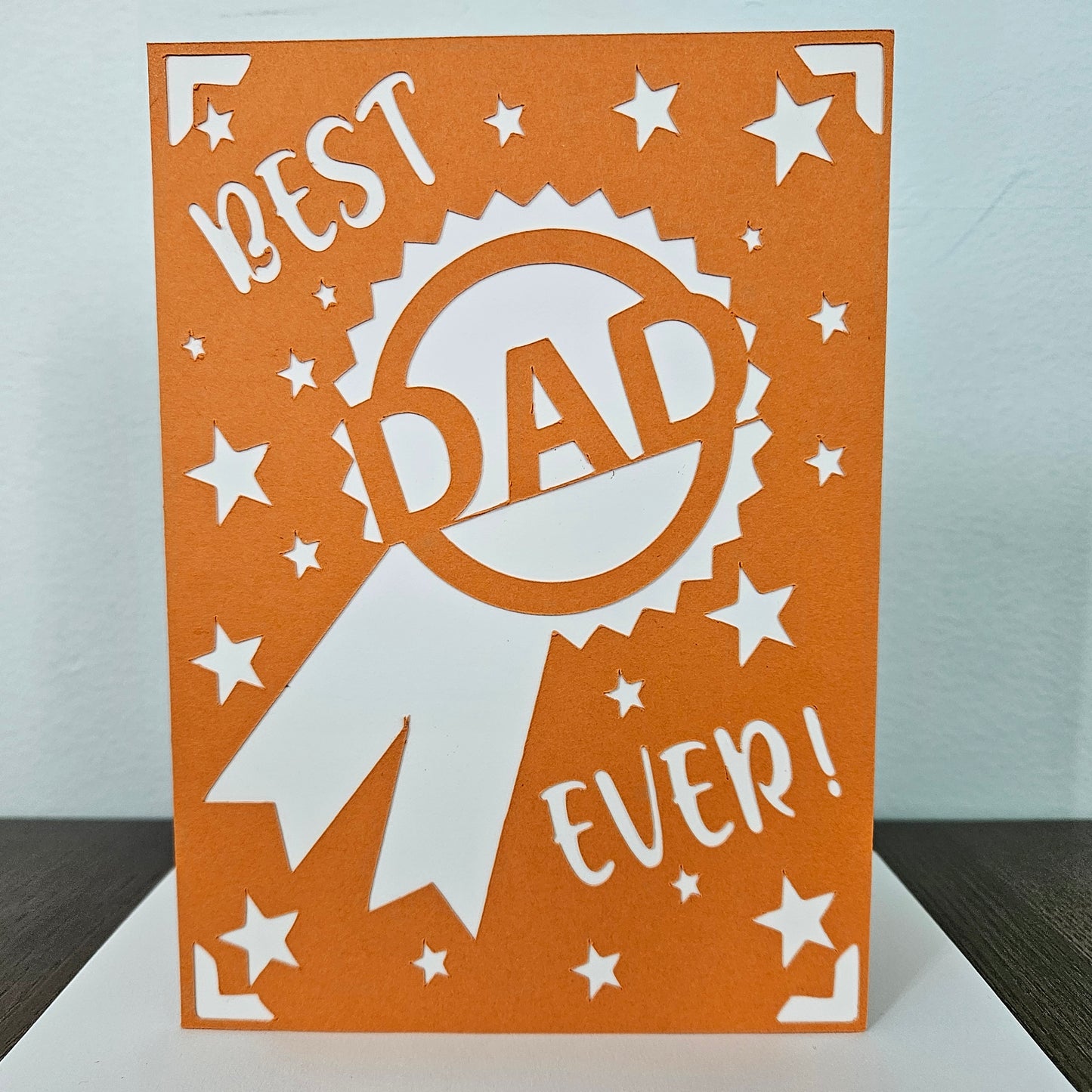 Handmade Father’s Day Card – Best Dad Ever - 5x7 Layered Die-Cut Design - Multi Colored Birthday Greeting Card – Personalized Gift For Him