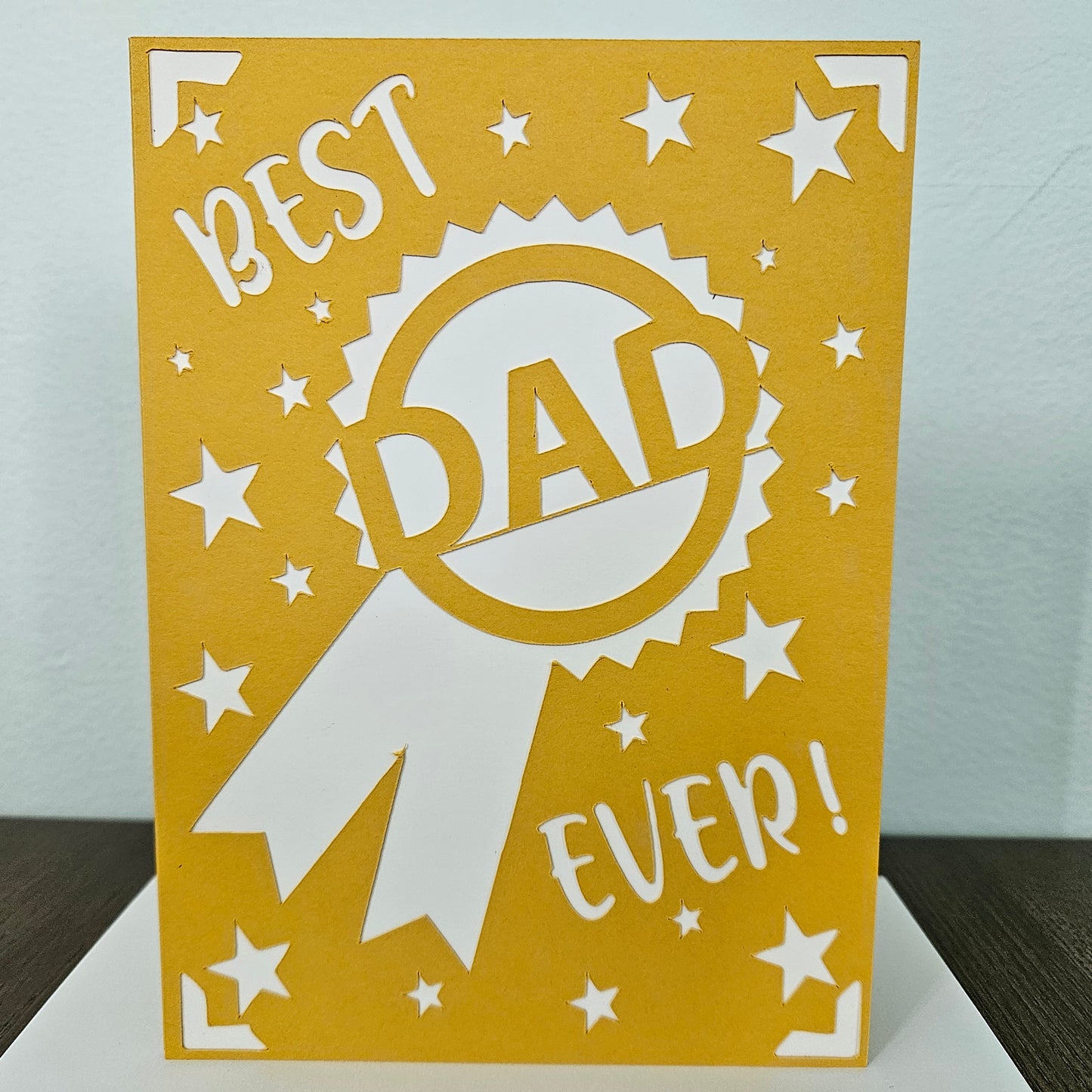 Handmade Father’s Day Card – Best Dad Ever - 5x7 Layered Die-Cut Design - Multi Colored Birthday Greeting Card – Personalized Gift For Him