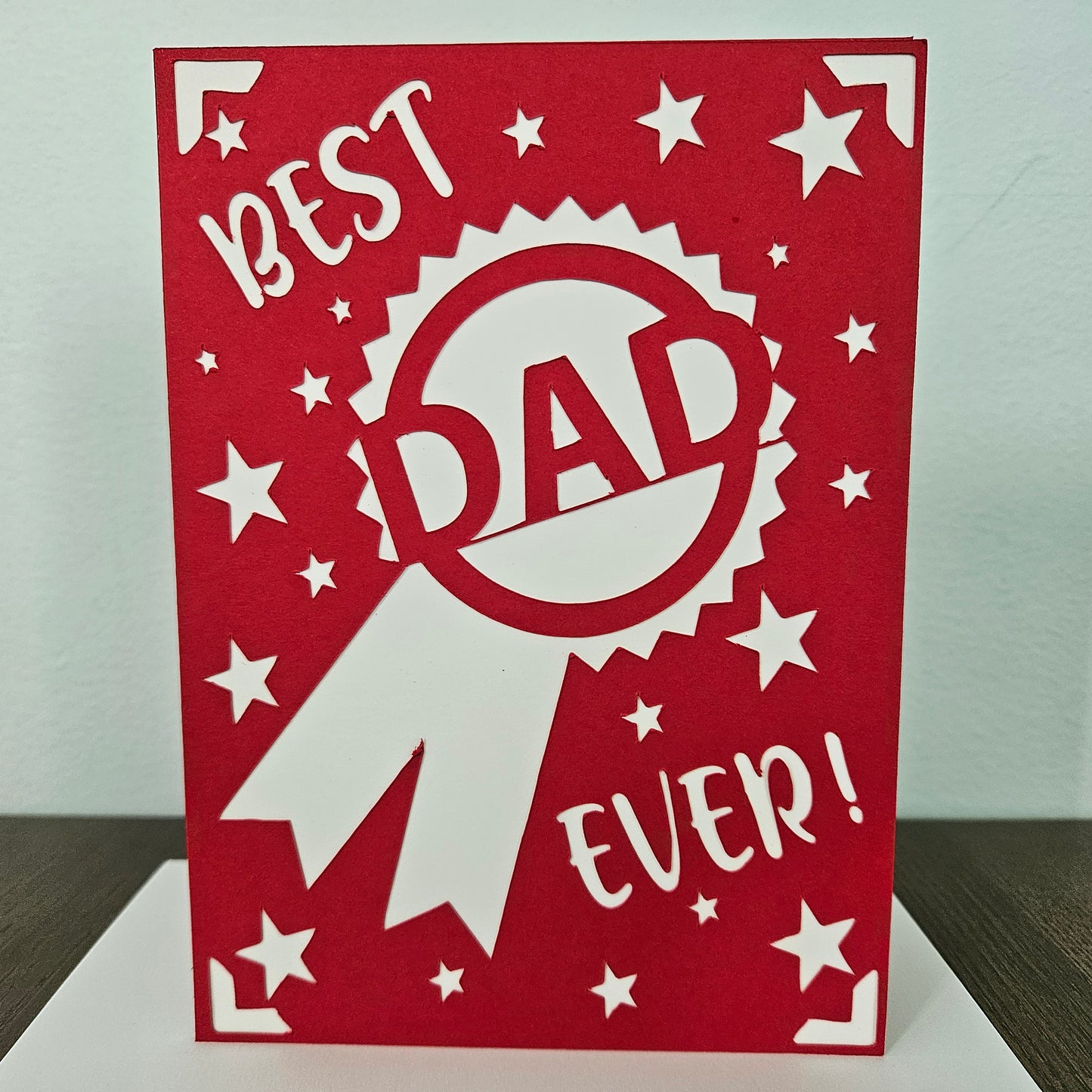 Handmade Father’s Day Card – Best Dad Ever - 5x7 Layered Die-Cut Design - Multi Colored Birthday Greeting Card – Personalized Gift For Him