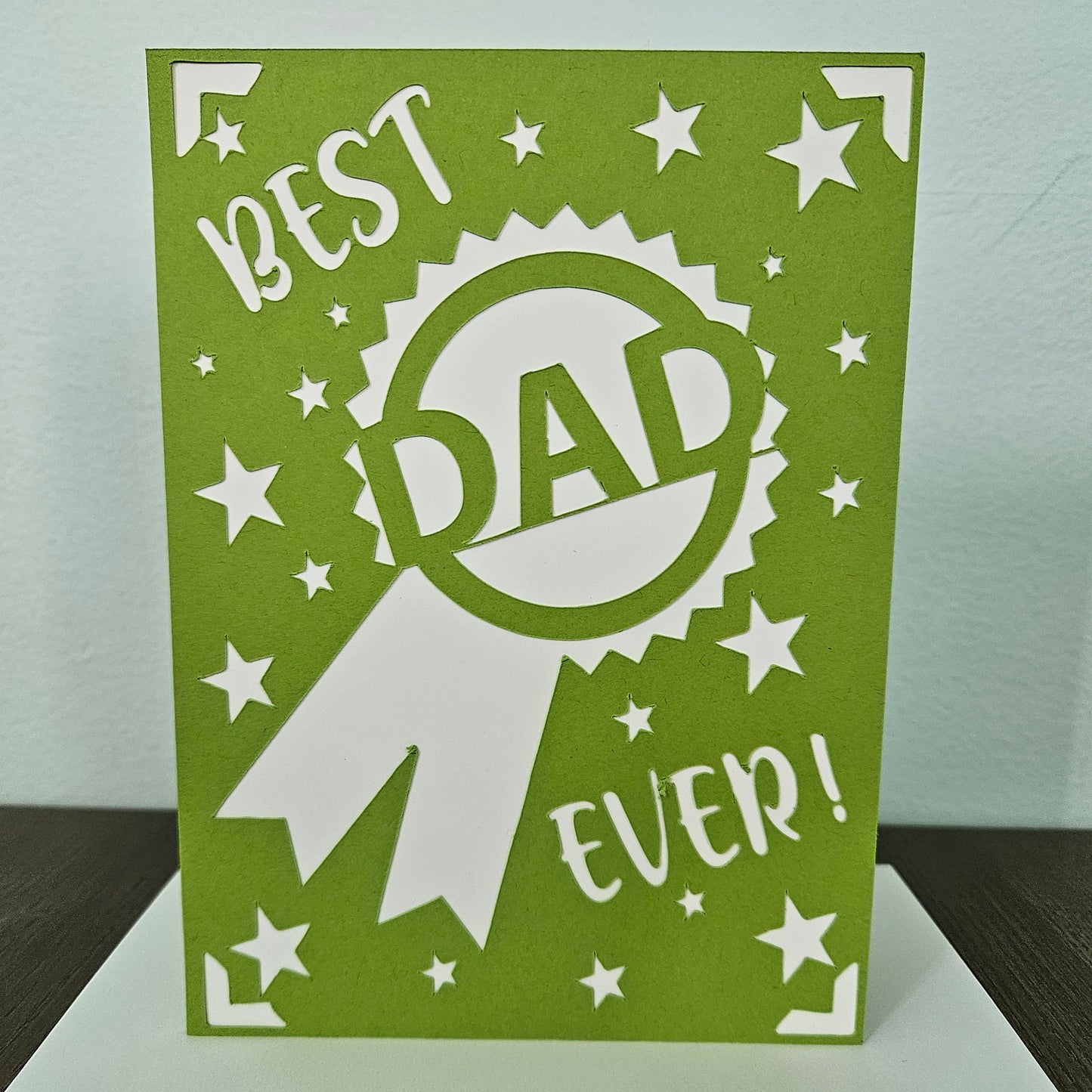 Handmade Father’s Day Card – Best Dad Ever - 5x7 Layered Die-Cut Design - Multi Colored Birthday Greeting Card – Personalized Gift For Him