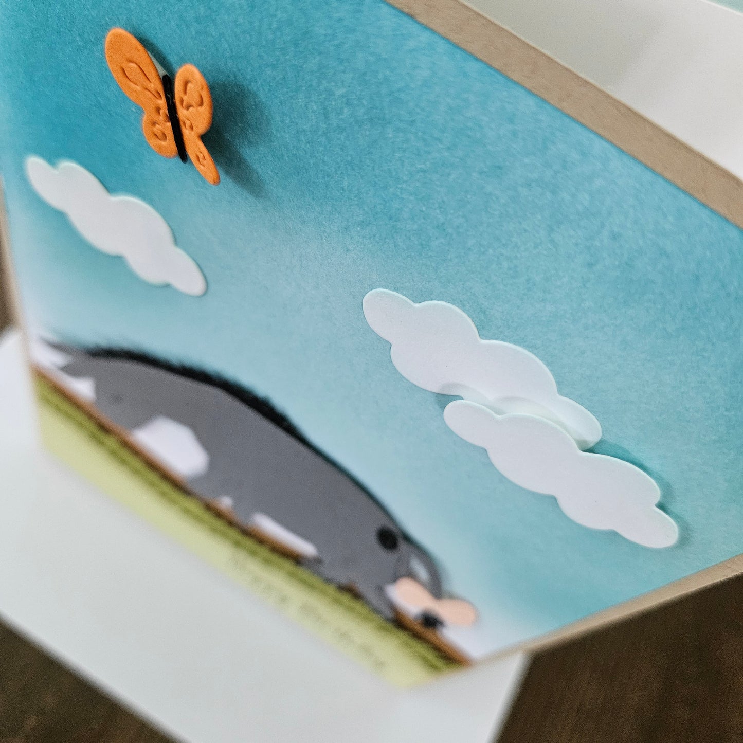 Handmade Birthday Card, 3D Eeyore Die-Cut Design, Layered Card with Embossed Grass & Clouds, Winnie The Pooh Inspired Greeting Card