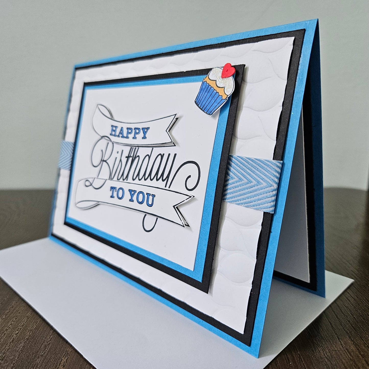 Handmade Birthday Card, Layered Die-Cut Greeting Card, Embossed Hand-Colored Cupcake Design, Custom Birthday Card for Him or Her
