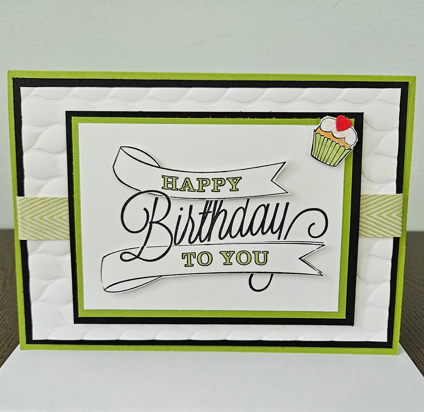 Handmade Birthday Card, Layered Die-Cut Greeting Card, Embossed Hand-Colored Cupcake Design, Custom Birthday Card for Him or Her
