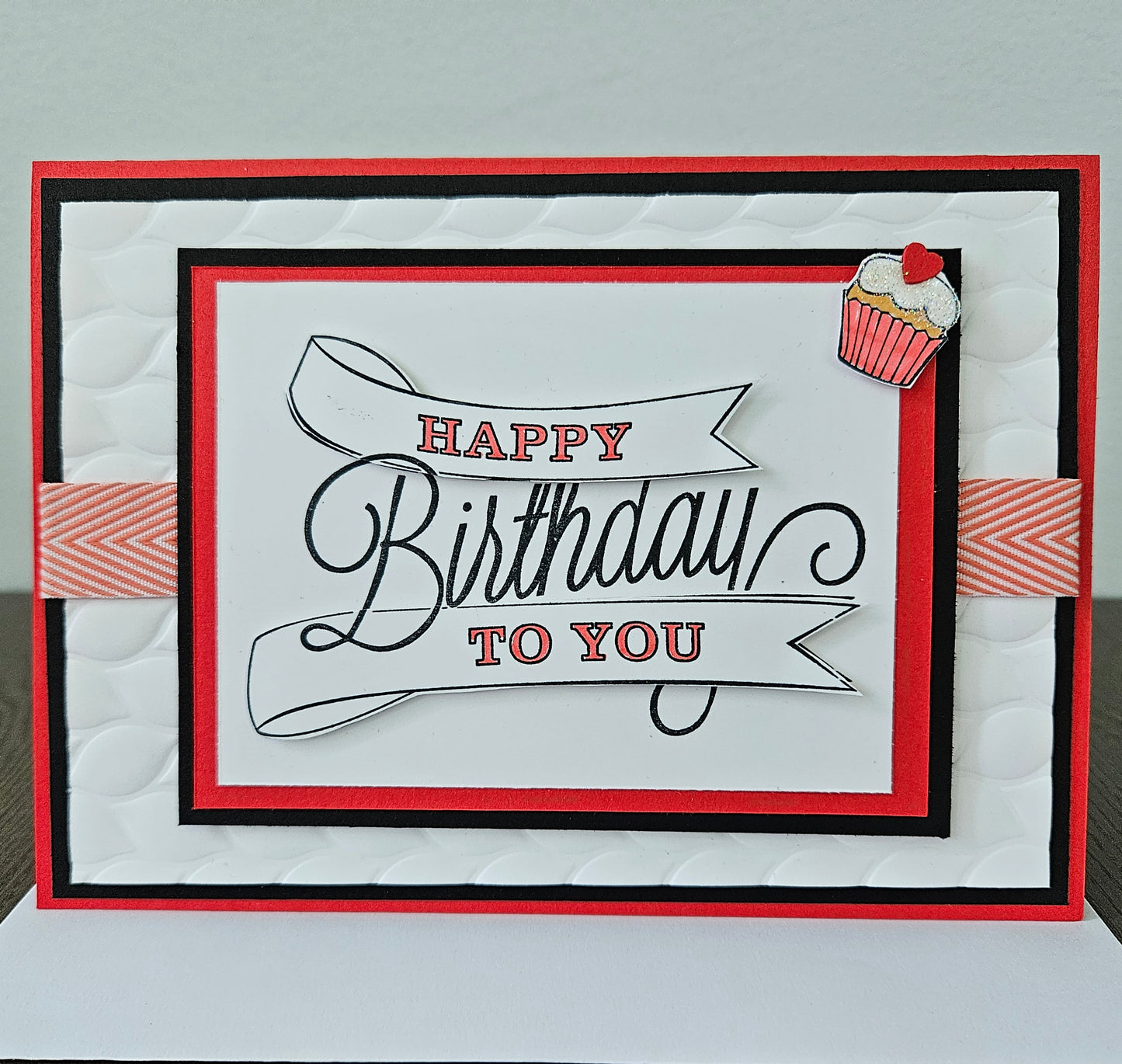 Handmade Birthday Card, Layered Die-Cut Greeting Card, Embossed Hand-Colored Cupcake Design, Custom Birthday Card for Him or Her