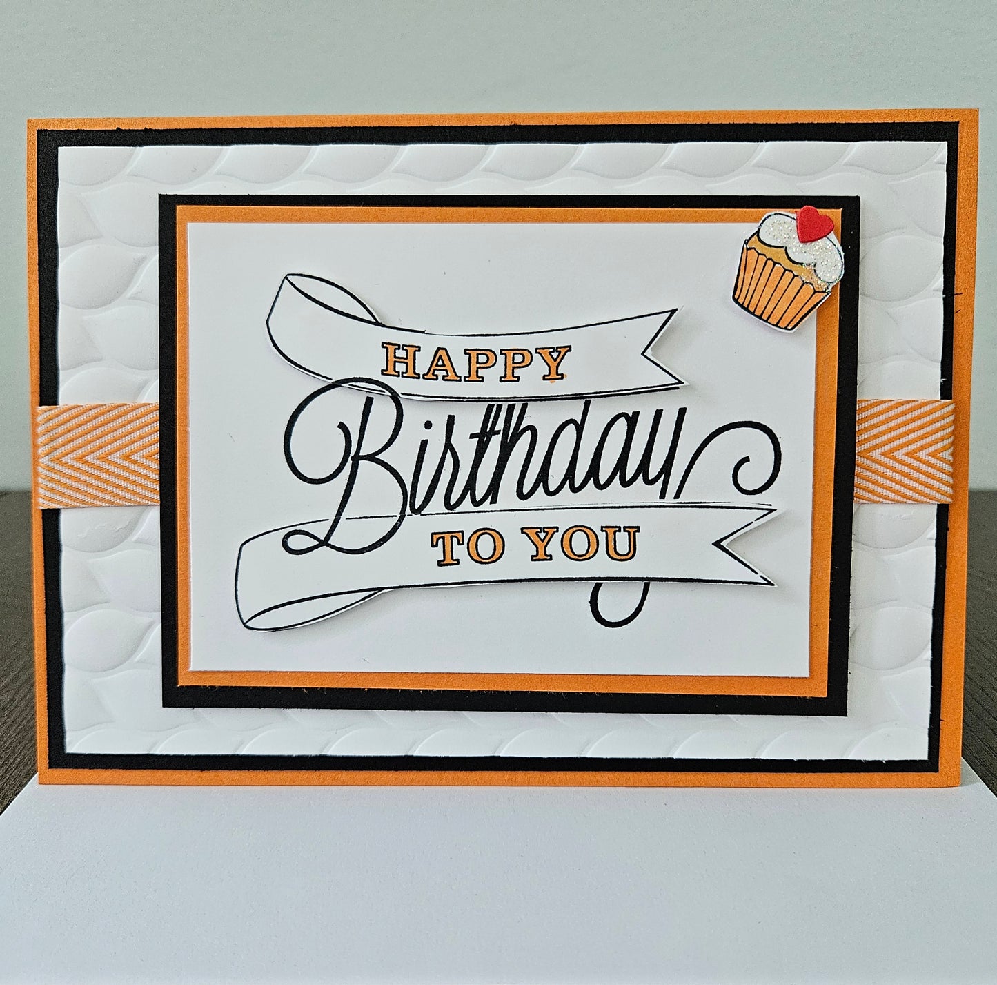 Handmade Birthday Card, Layered Die-Cut Greeting Card, Embossed Hand-Colored Cupcake Design, Custom Birthday Card for Him or Her