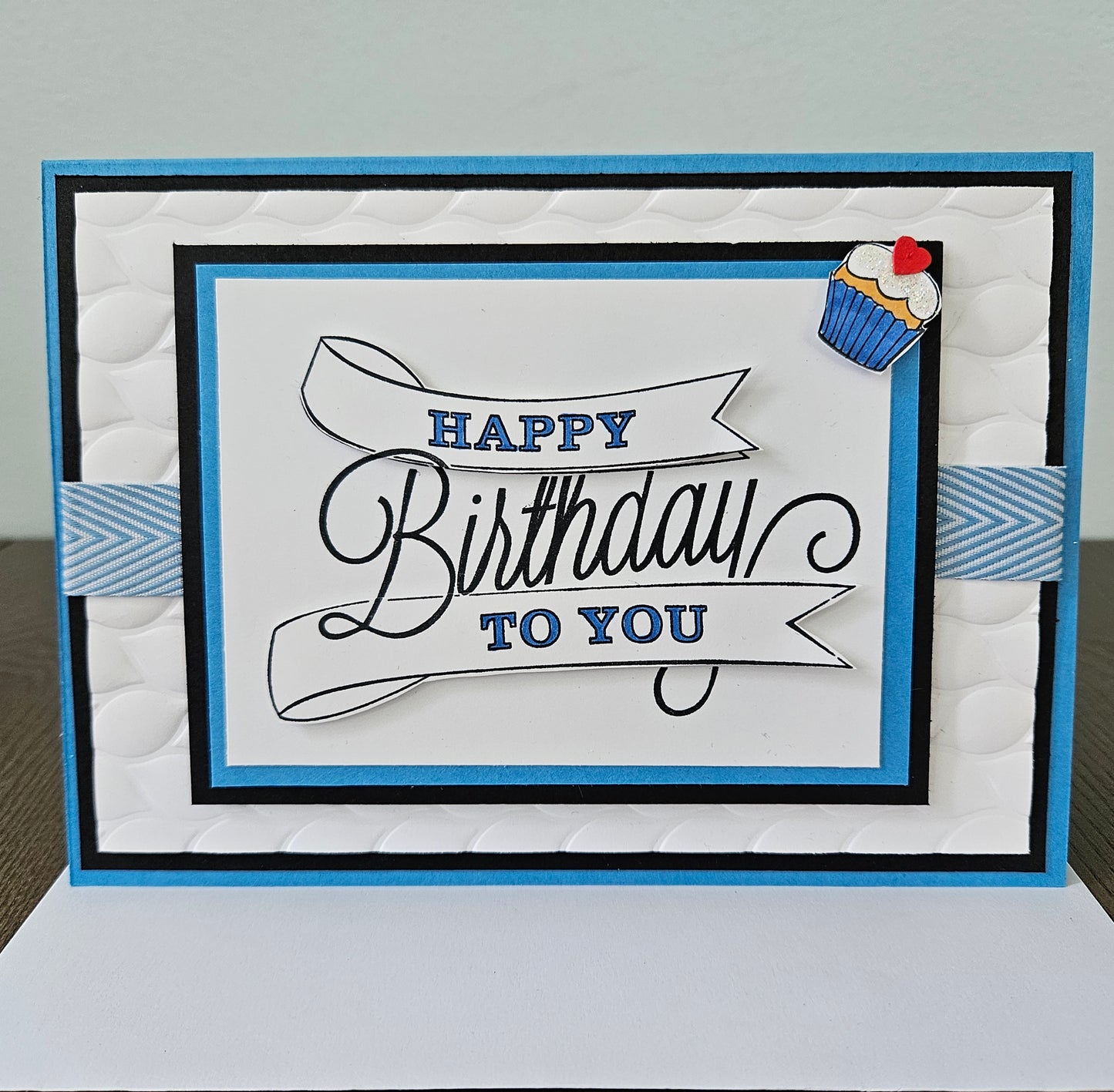 Handmade Birthday Card, Layered Die-Cut Greeting Card, Embossed Hand-Colored Cupcake Design, Custom Birthday Card for Him or Her