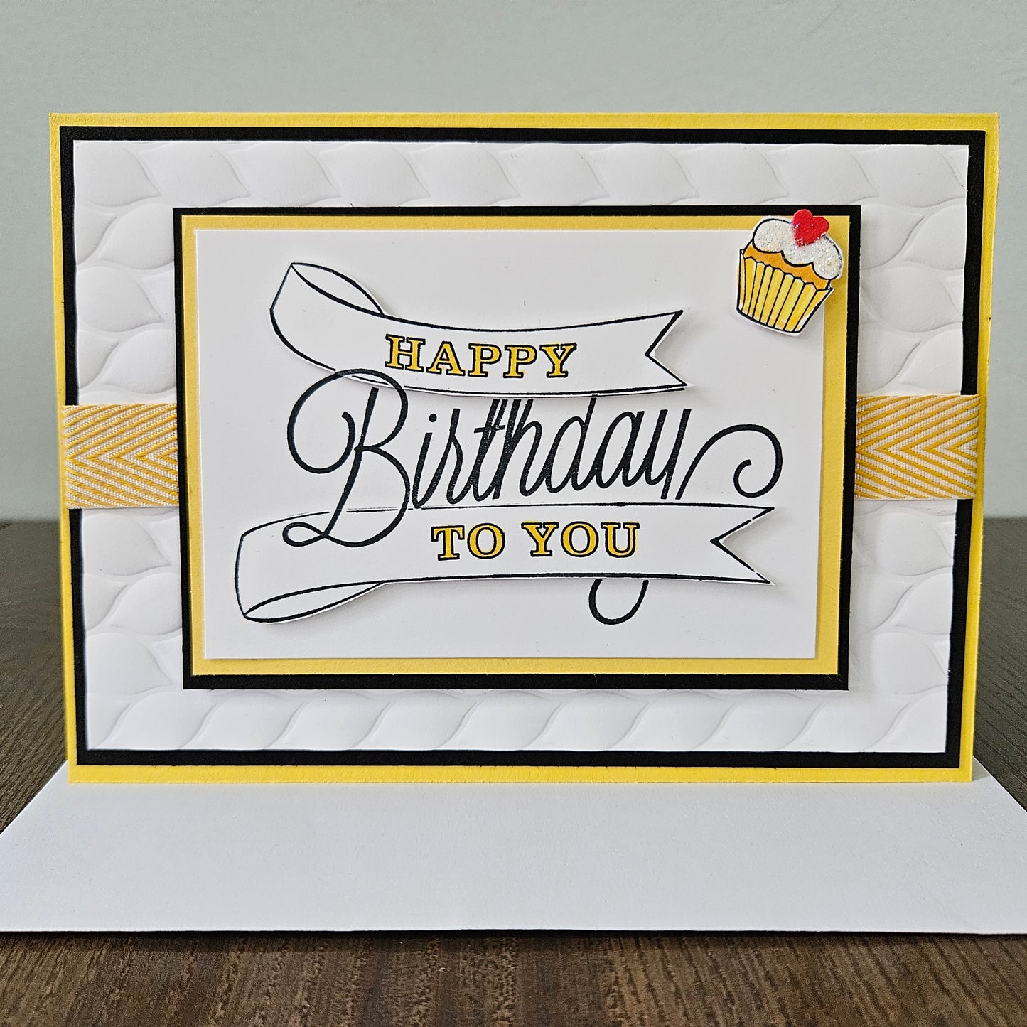 Handmade Birthday Card, Layered Die-Cut Greeting Card, Embossed Hand-Colored Cupcake Design, Custom Birthday Card for Him or Her