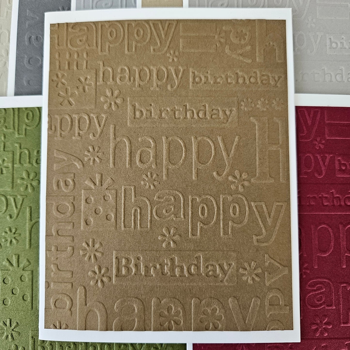 Embossed Birthday Note Cards, Handmade Birthday Stationery Set of 10 in Neutral Colors