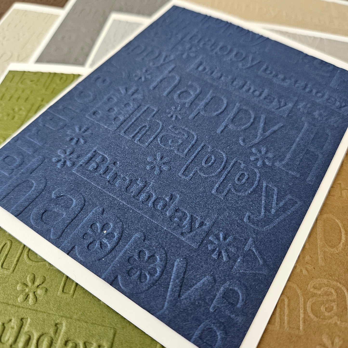 Embossed Birthday Note Cards, Handmade Birthday Stationery Set of 10 in Neutral Colors