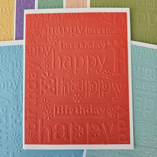 Embossed Birthday Note Cards, Handmade Birthday Stationery Set of 10 in Soft Pastel Colors