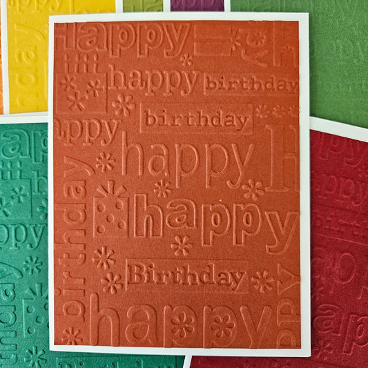 Embossed Birthday Note Cards, Handmade Birthday Stationery Set of 10 in Neutral & Regal Colors