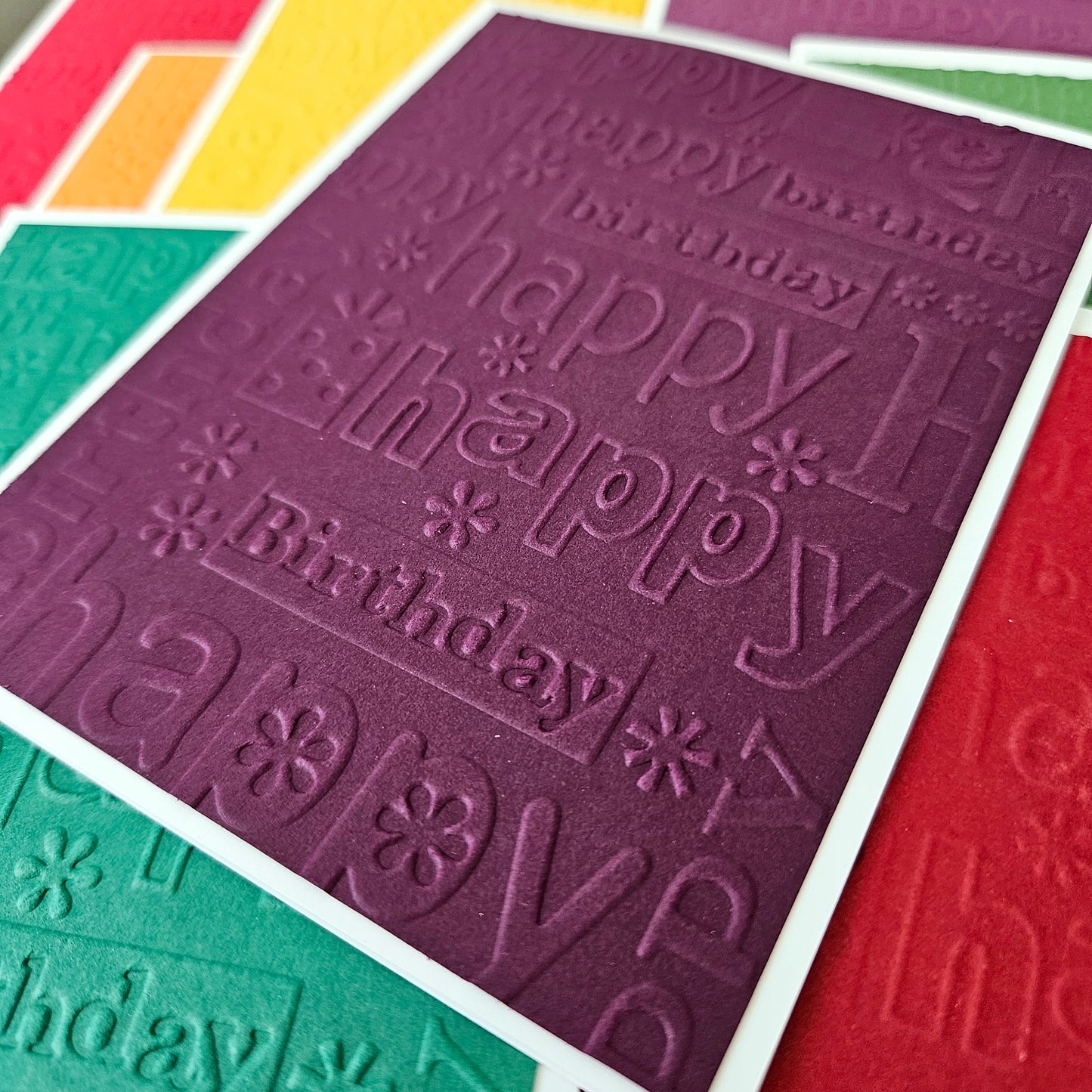 Embossed Birthday Note Cards, Handmade Birthday Stationery Set of 10 in Neutral & Regal Colors