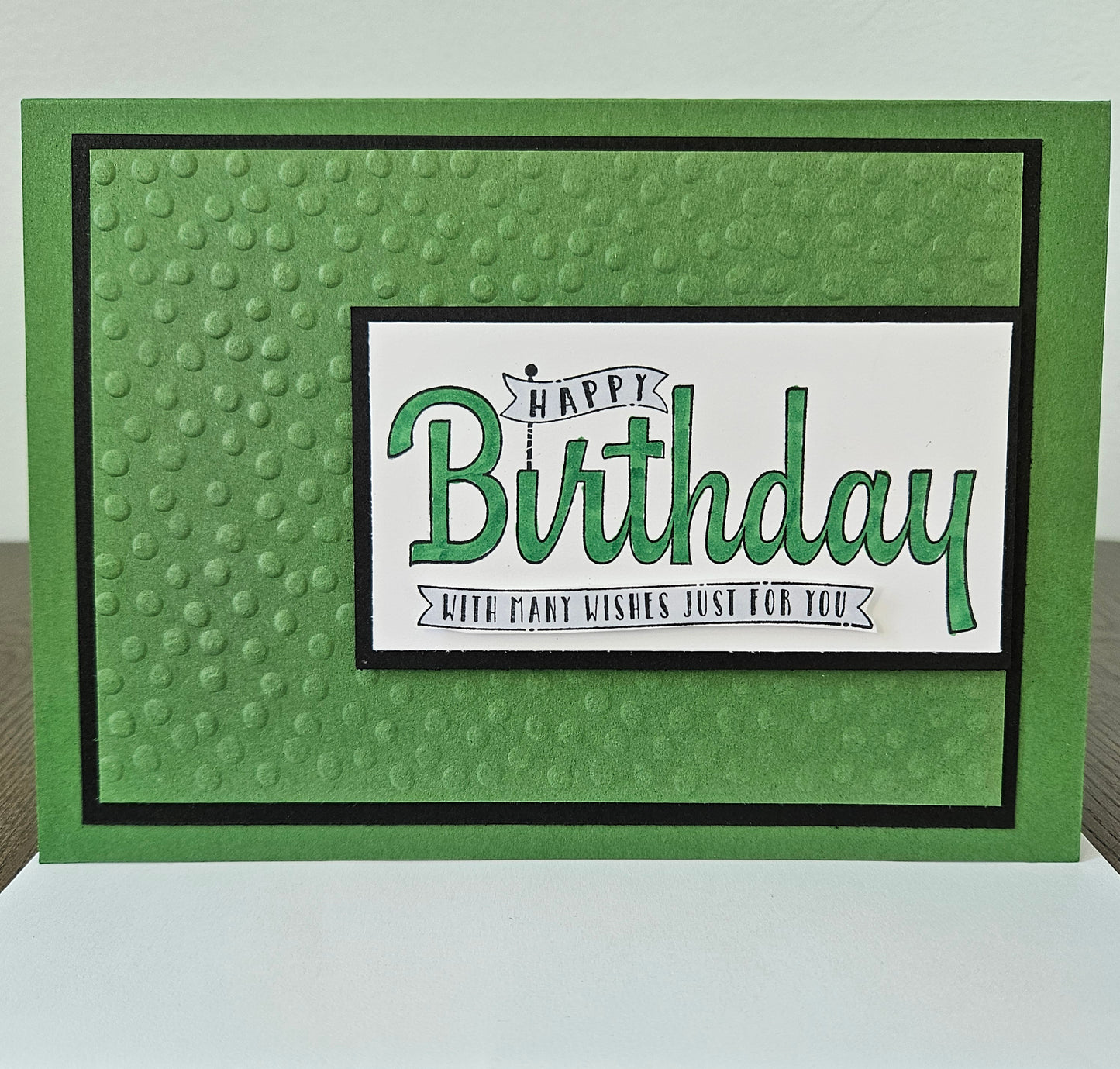 Handmade Birthday Card, Embossed Greeting Card for Birthday, Bold Banner Design with Custom Color Options