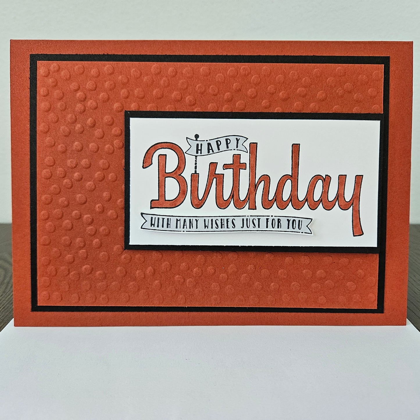 Handmade Birthday Card, Embossed Greeting Card for Birthday, Bold Banner Design with Custom Color Options