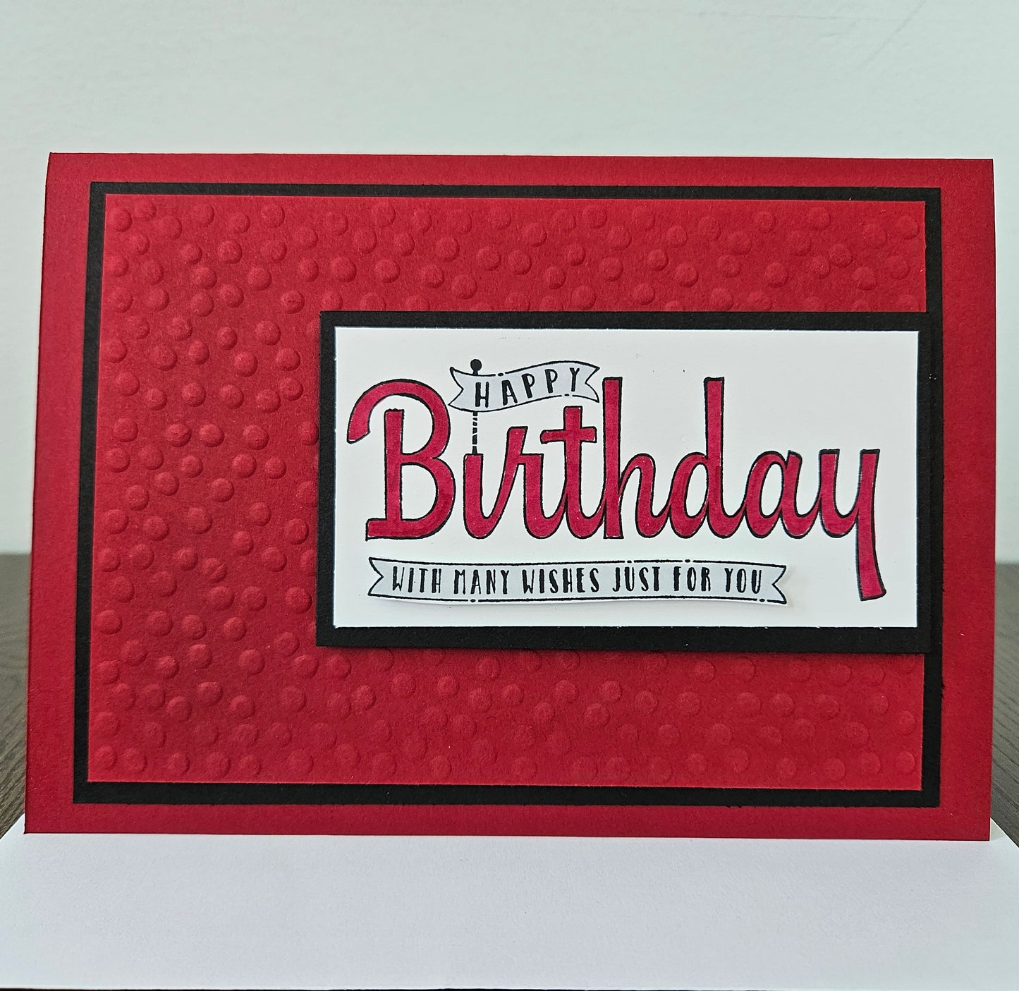 Handmade Birthday Card, Embossed Greeting Card for Birthday, Bold Banner Design with Custom Color Options