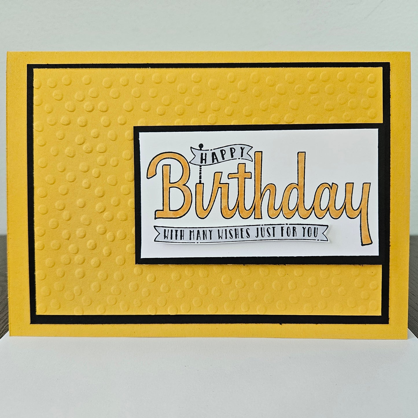 Handmade Birthday Card, Embossed Greeting Card for Birthday, Bold Banner Design with Custom Color Options