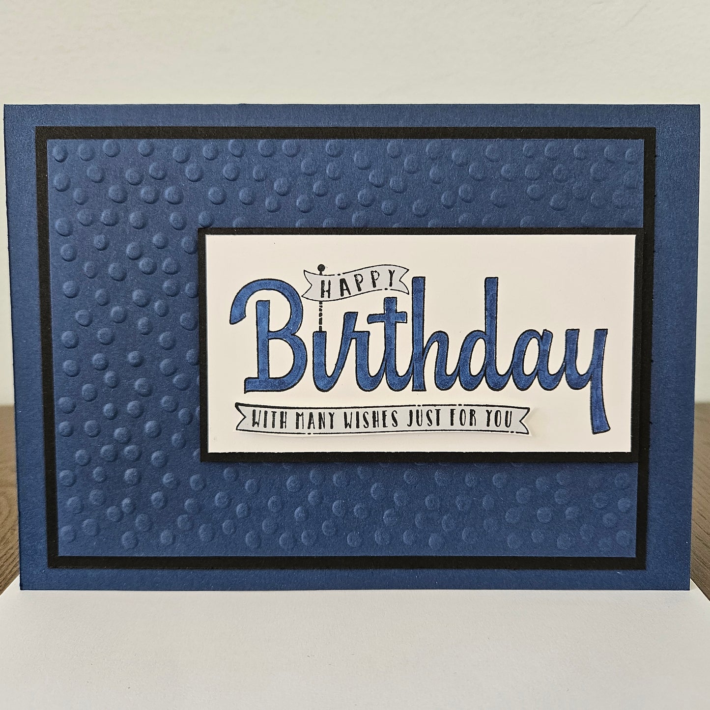 Handmade Birthday Card, Embossed Greeting Card for Birthday, Bold Banner Design with Custom Color Options