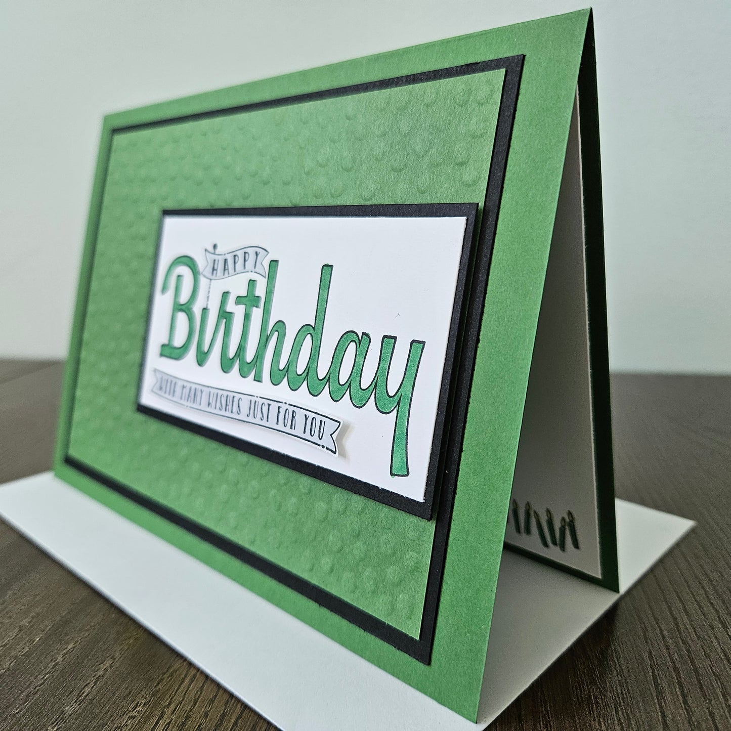 Handmade Birthday Card, Embossed Greeting Card for Birthday, Bold Banner Design with Custom Color Options