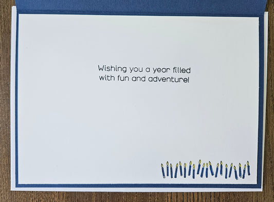 Handmade Birthday Card, Embossed Greeting Card for Birthday, Bold Banner Design with Custom Color Options