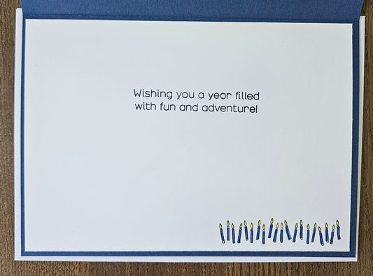 Handmade Birthday Card, Embossed Greeting Card for Birthday, Bold Banner Design with Custom Color Options Tiddly Pom Cards